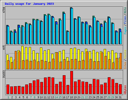 Daily usage for January 2023