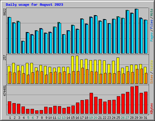 Daily usage for August 2023