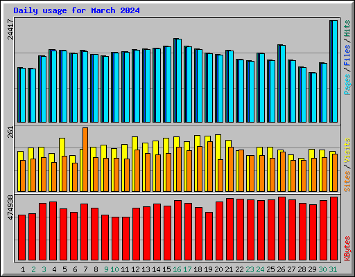 Daily usage for March 2024